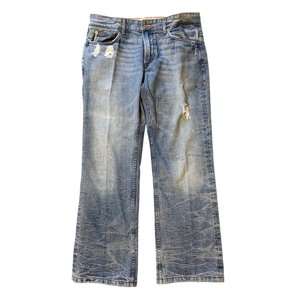 Armani Exchange 34 36 X 31 Jeans J101 Made In USA Y2K Destroyed Men's Boot Cut